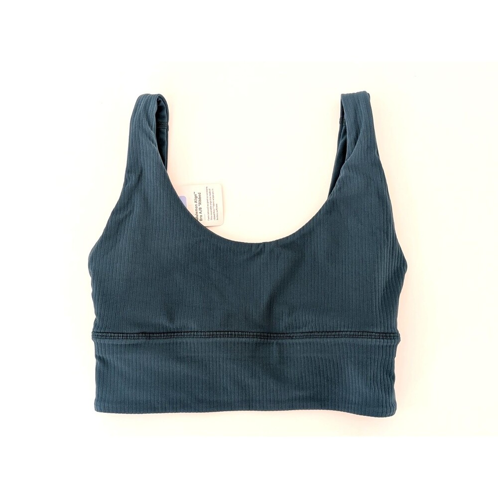 Lululemon Align Bra Women 2 Jasper Teal Ribbed Scoop Neck Yoga Sport Crop Top